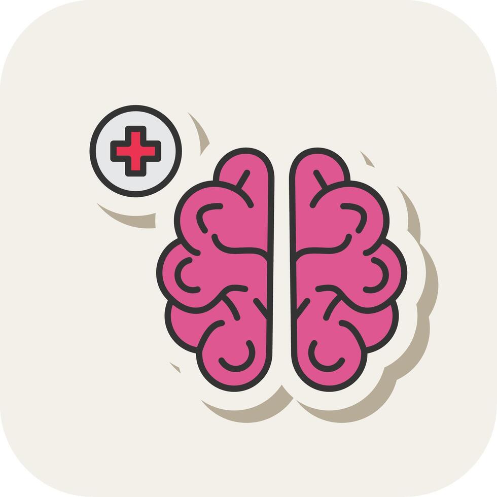 Neurology Line Filled White Shadow Icon vector