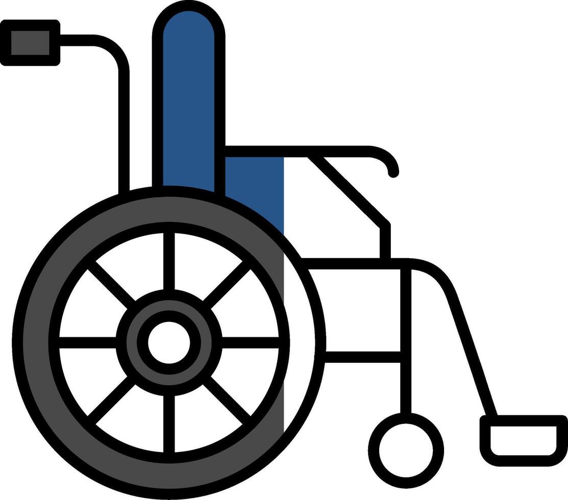 rueda silla lleno medio cortar icono vector