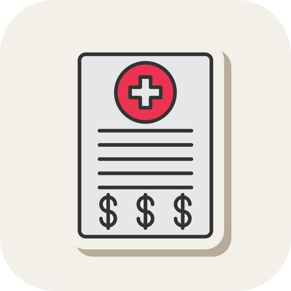 Medical Bill Line Filled White Shadow Icon vector