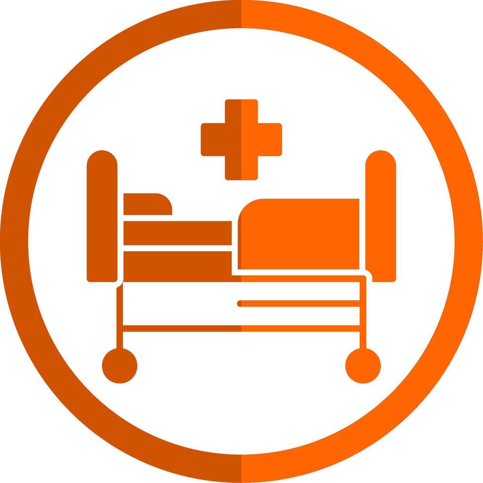 hospital cama glifo naranja circulo icono vector