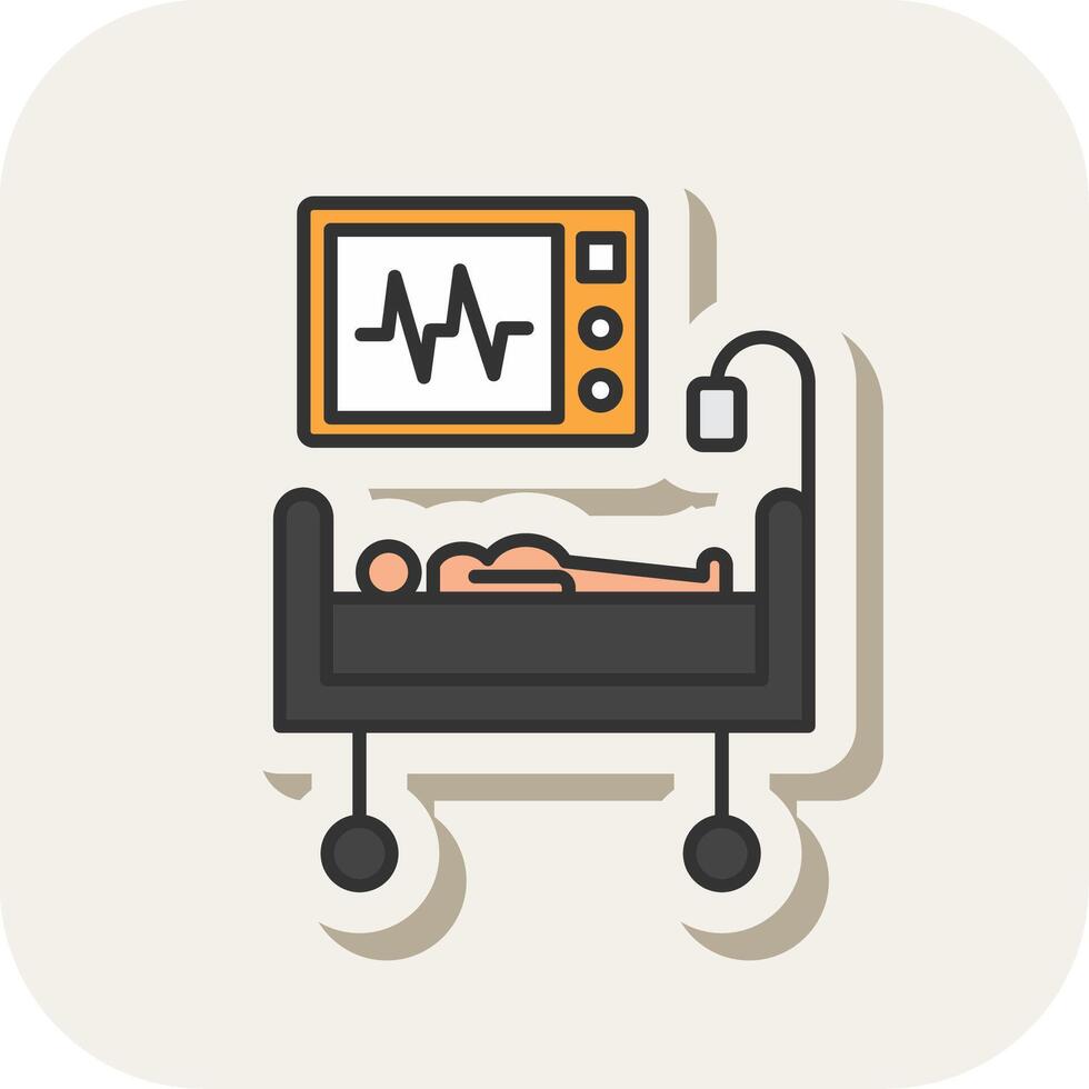 Medical Treatment Line Filled White Shadow Icon vector