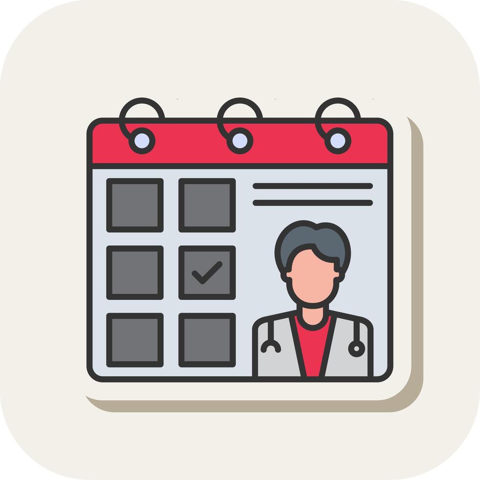 Doctor Visit Day Line Filled White Shadow Icon vector