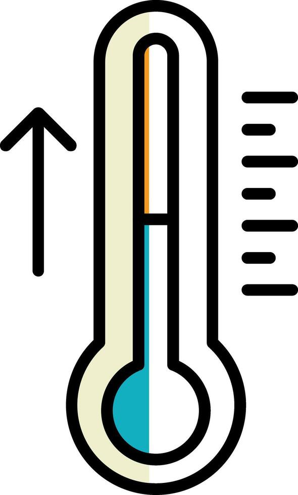 termómetro lleno medio cortar icono vector