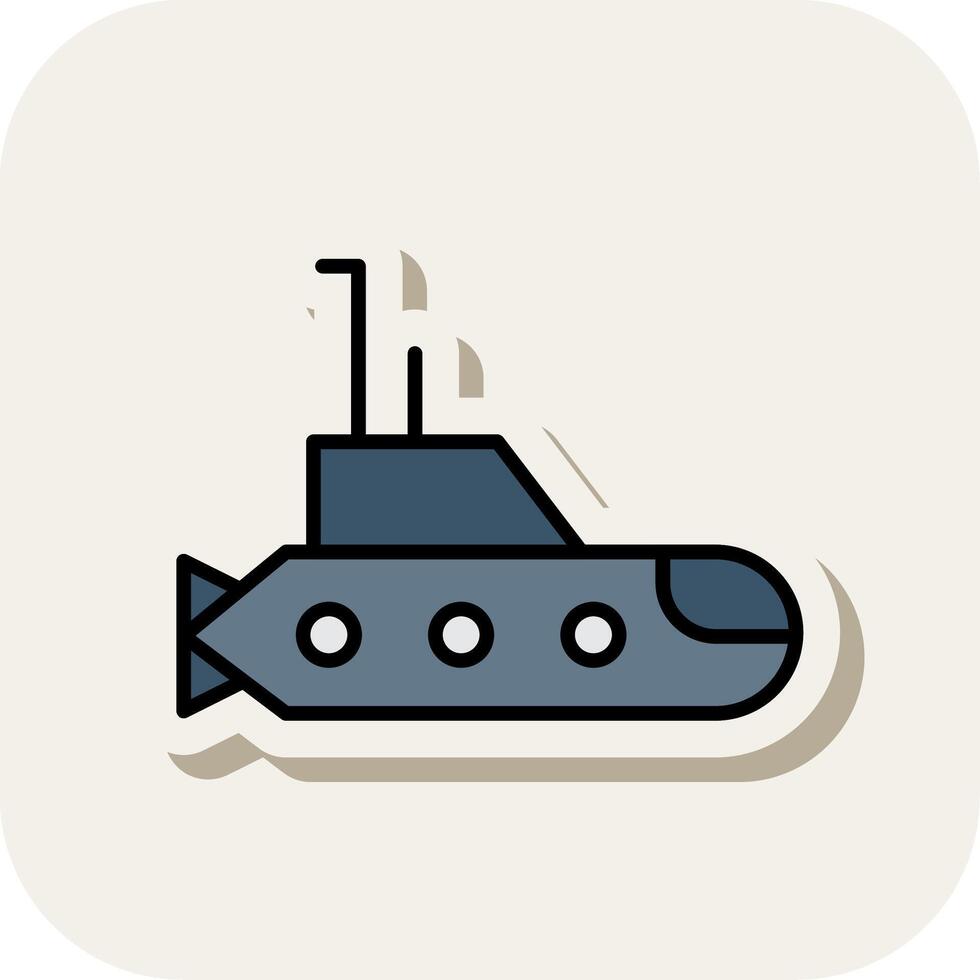 Submarine Line Filled White Shadow Icon vector