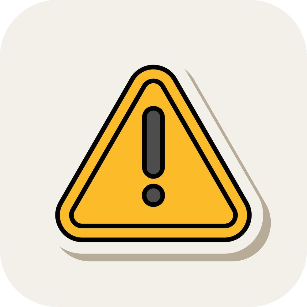 Warning Sign Line Filled White Shadow Icon vector