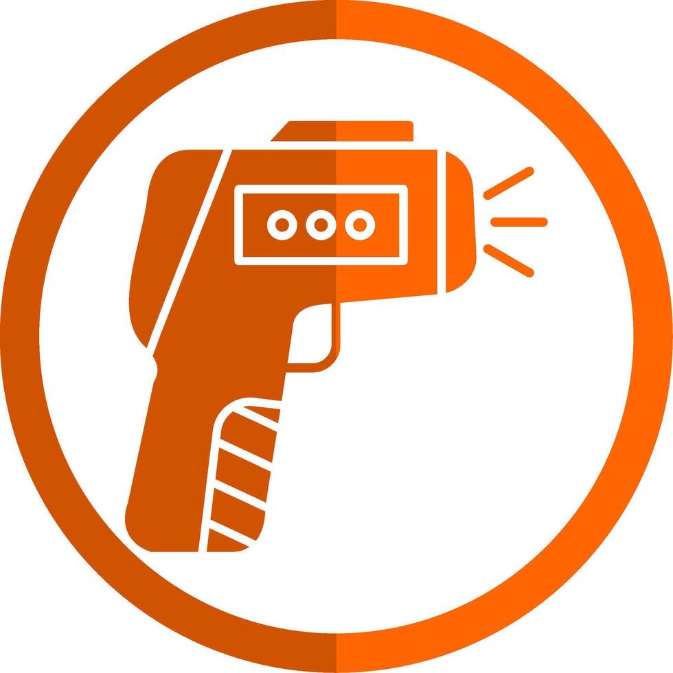 termómetro pistola glifo naranja circulo icono vector