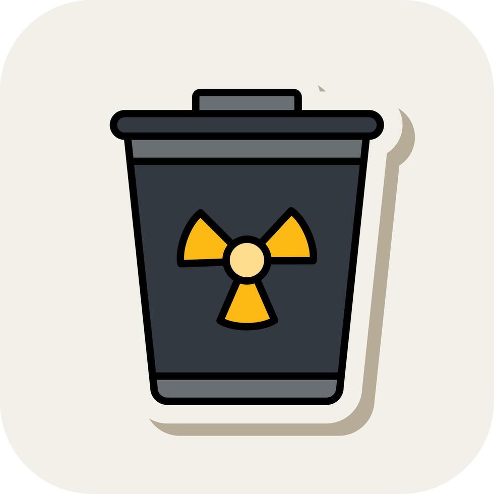 Toxic Waste Line Filled White Shadow Icon vector