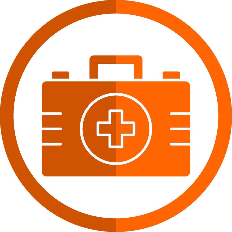 First Aid Kit Glyph Orange Circle Icon vector
