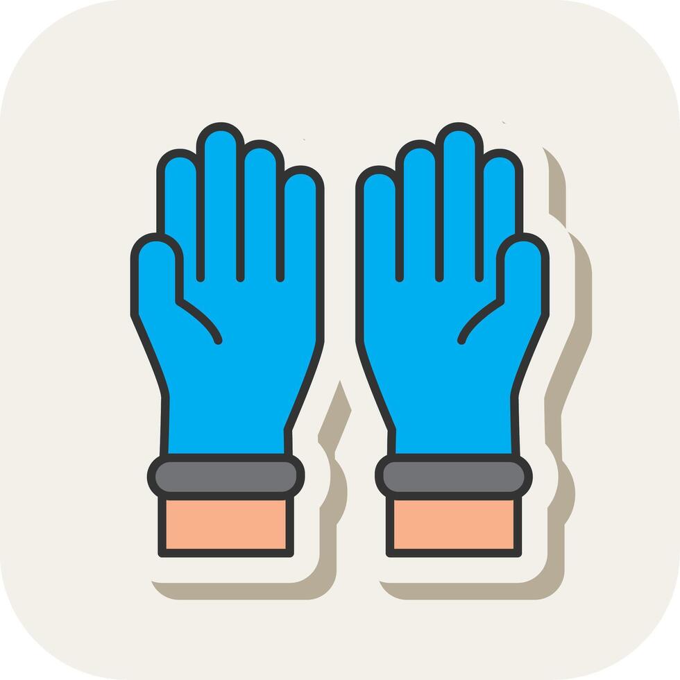 Protective Gloves Line Filled White Shadow Icon vector