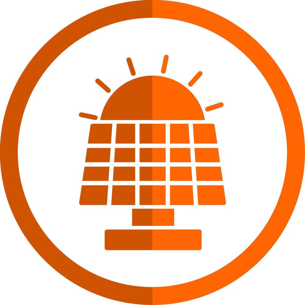 solar panel glifo naranja circulo icono vector