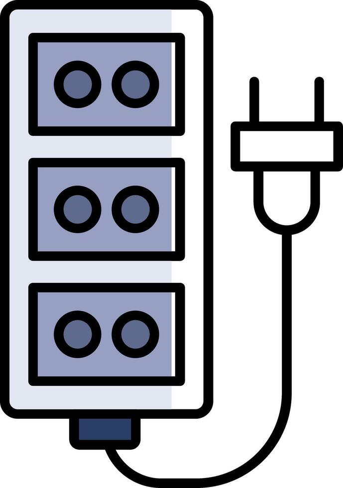 extensión cable lleno medio cortar icono vector