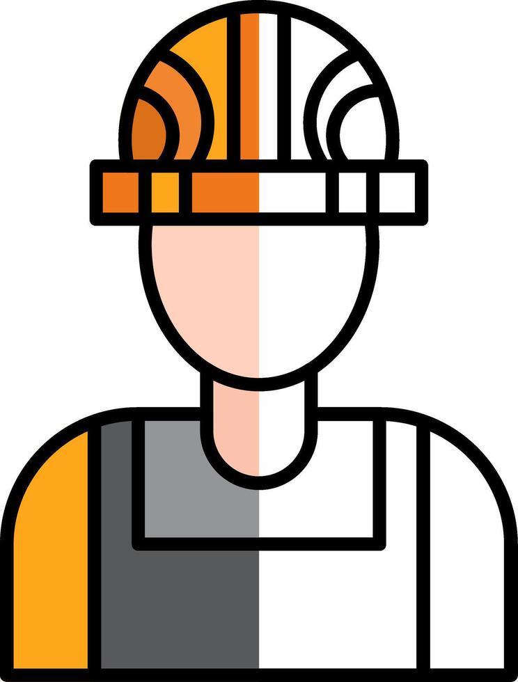 constructor masculino lleno medio cortar icono vector