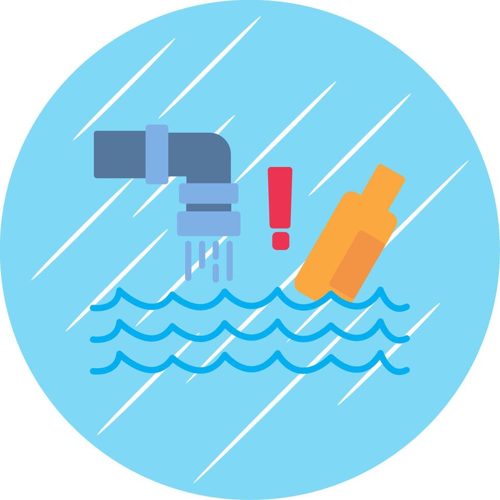 Water Pollution Flat Blue Circle Icon vector