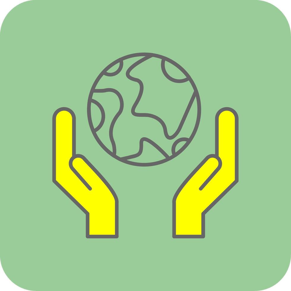 Save the Planet Filled Yellow Icon vector