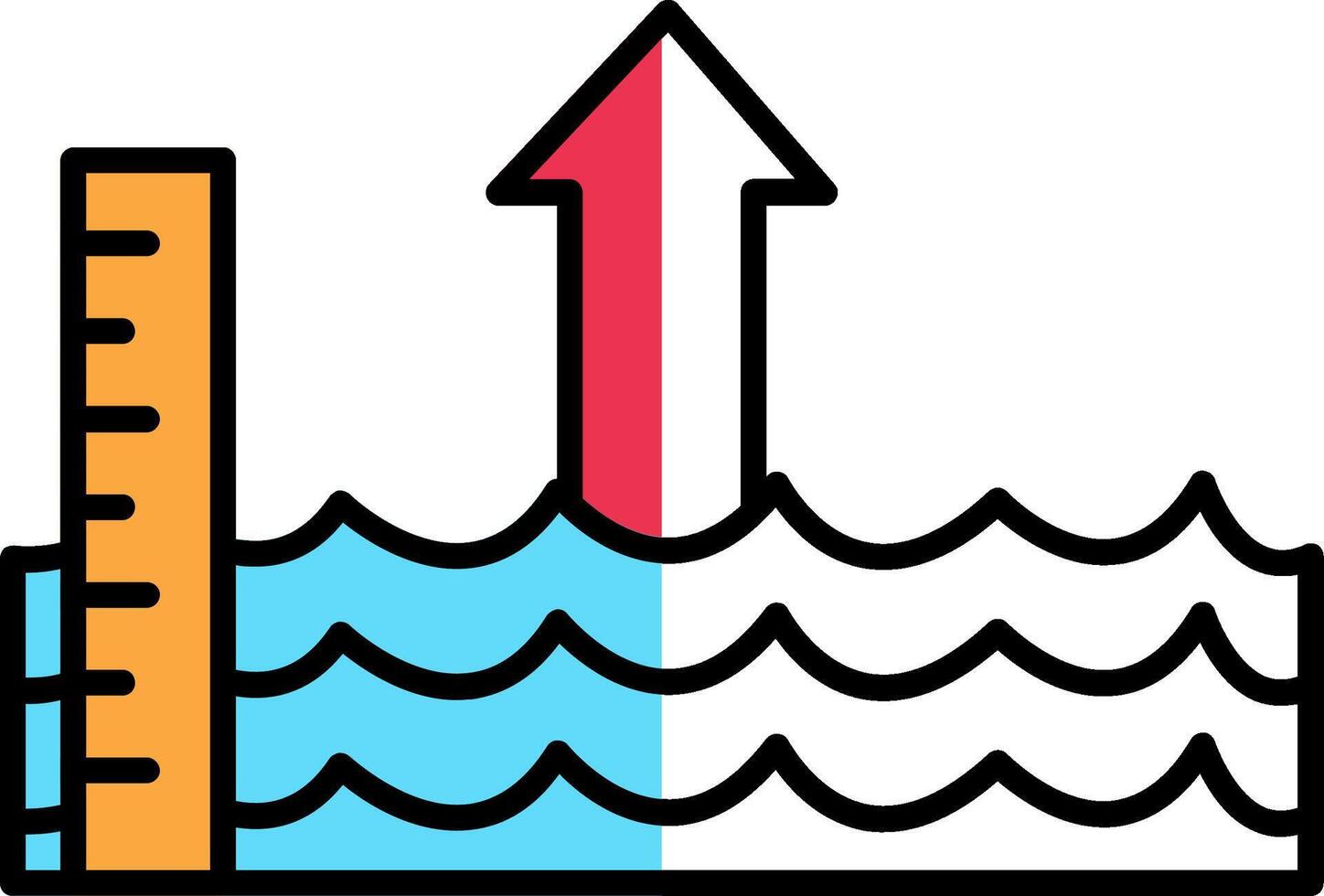 Sea Level Rise Filled Half Cut Icon vector