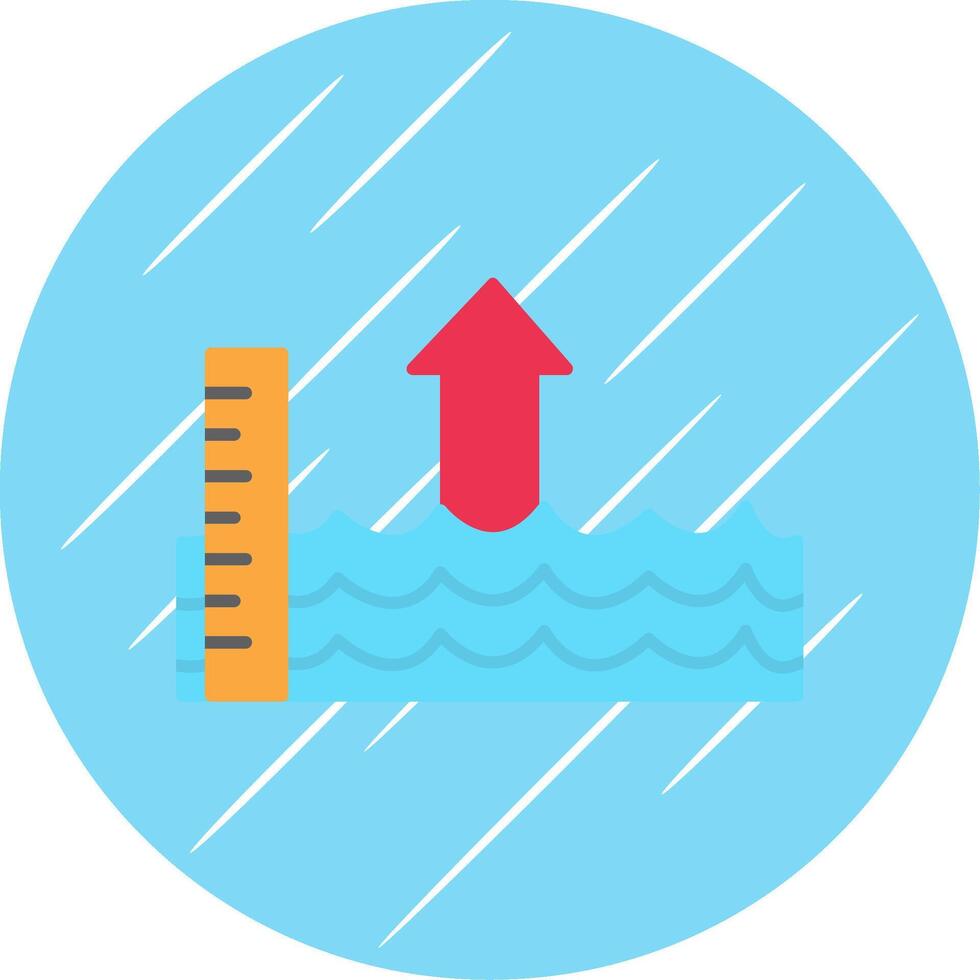 Sea Level Rise Flat Blue Circle Icon vector