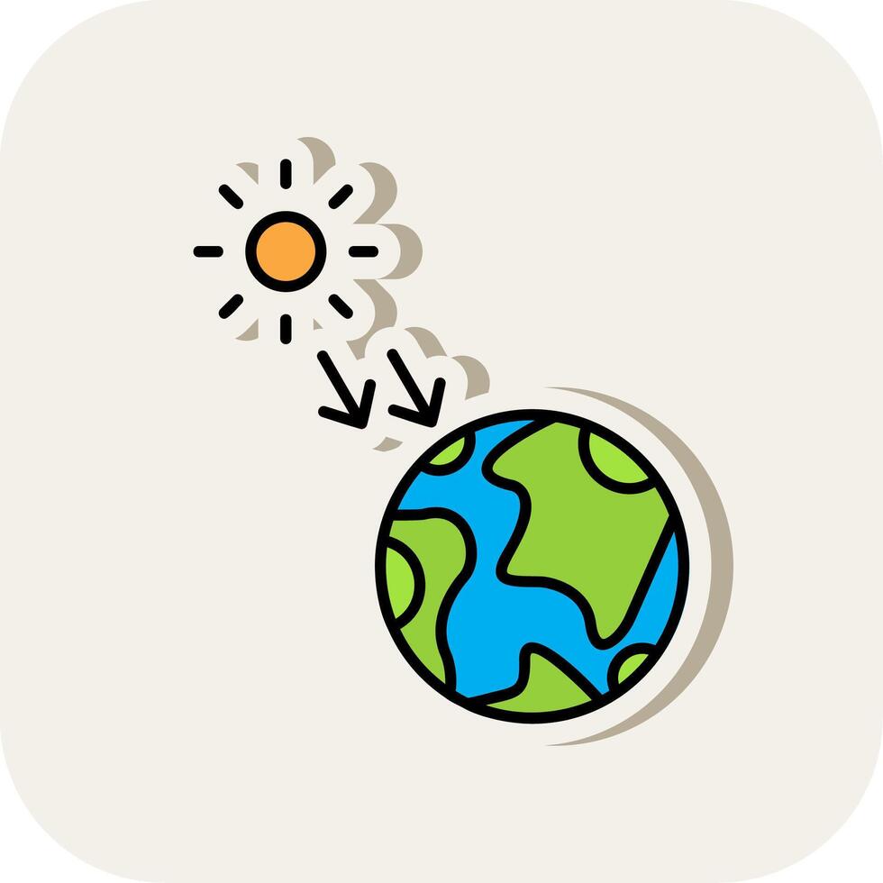 Solar Radiation Line Filled White Shadow Icon vector