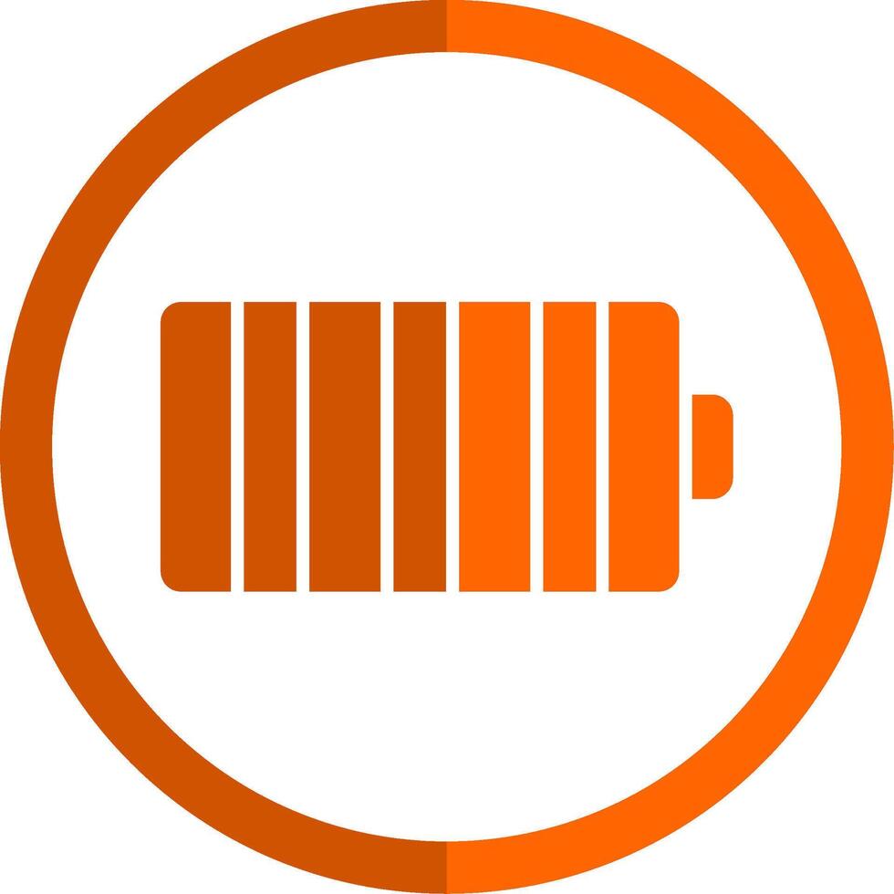 Battery Glyph Orange Circle Icon vector