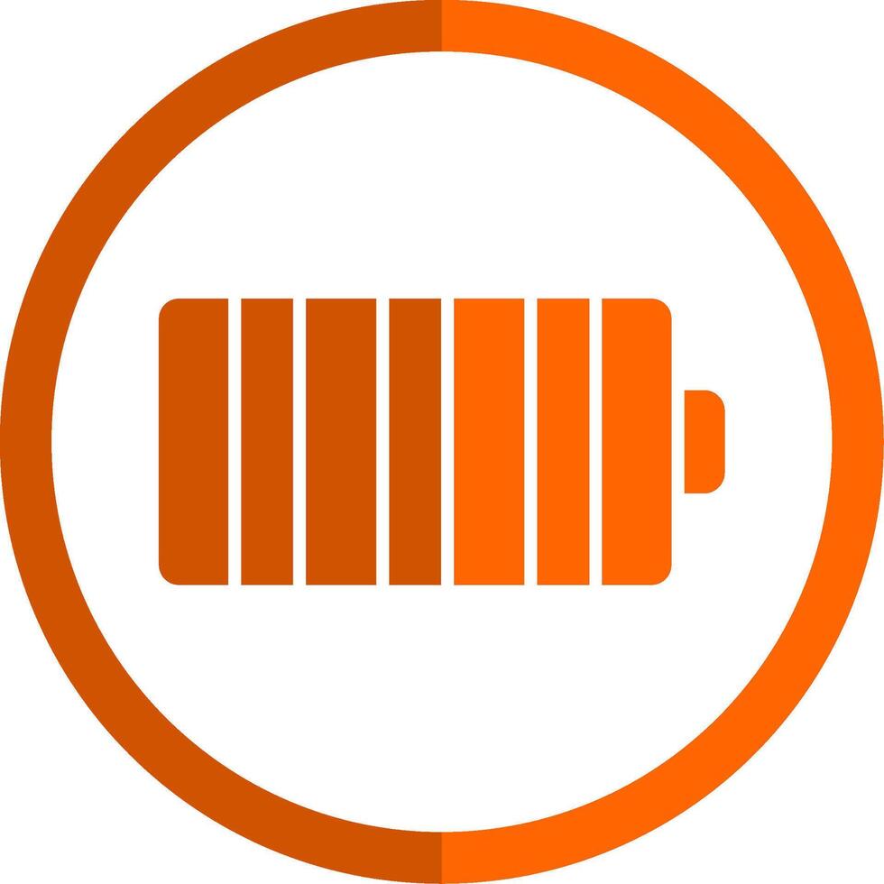 Battery Glyph Orange Circle Icon vector