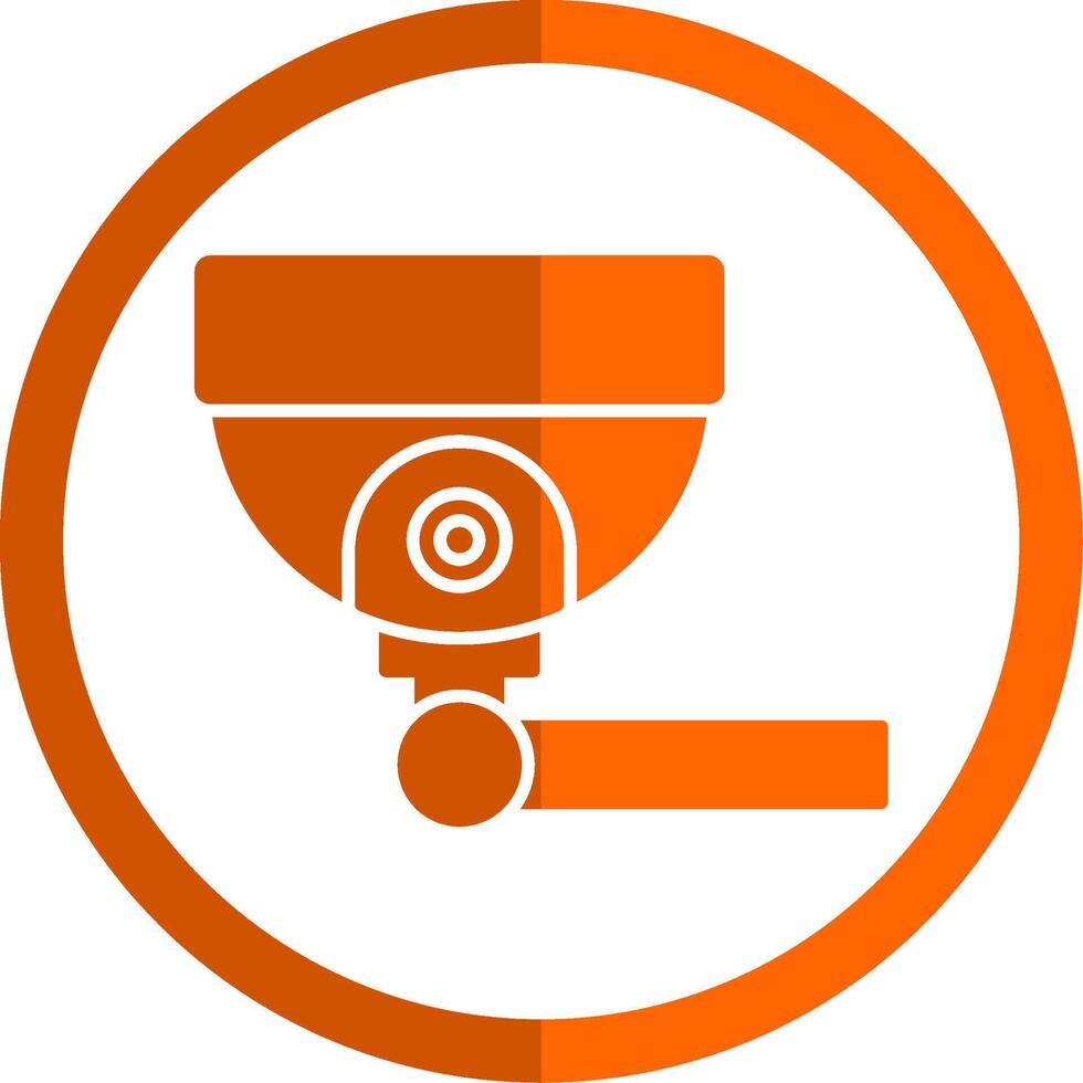 Security Camera Glyph Orange Circle Icon vector