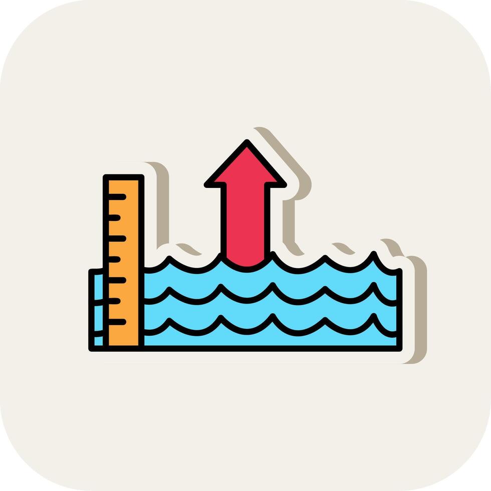 Sea Level Rise Line Filled White Shadow Icon vector