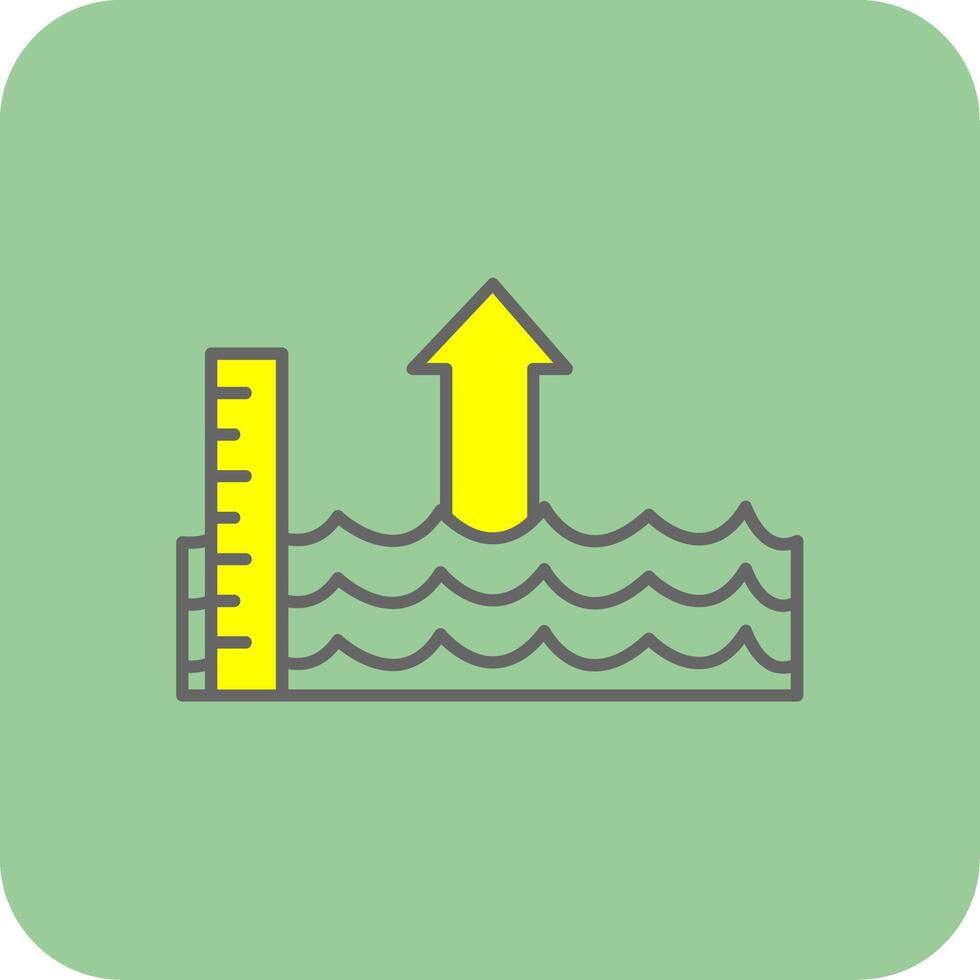 Sea Level Rise Filled Yellow Icon vector