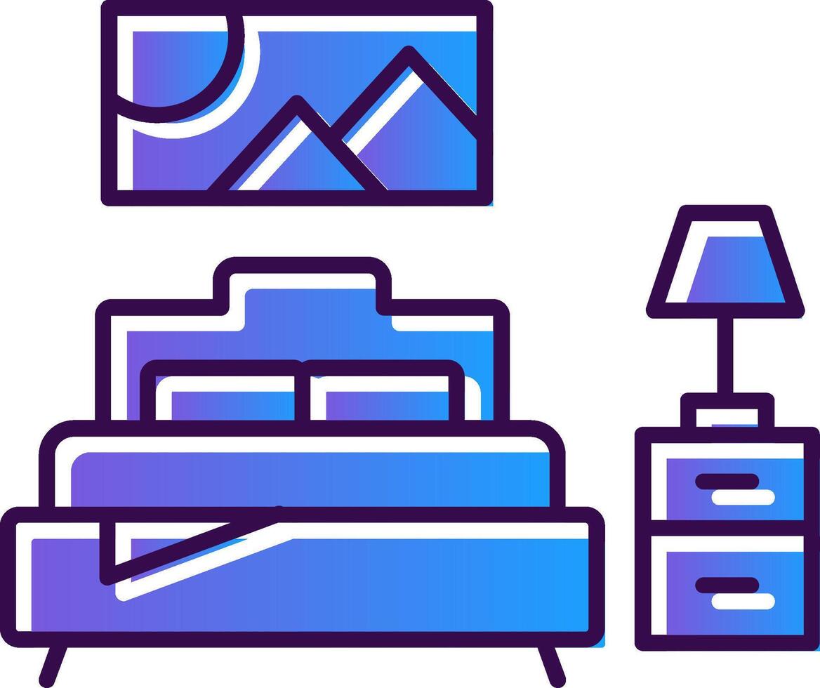 Bedroom Gradient Filled Icon vector