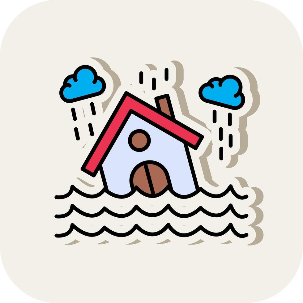 Flood Line Filled White Shadow Icon vector