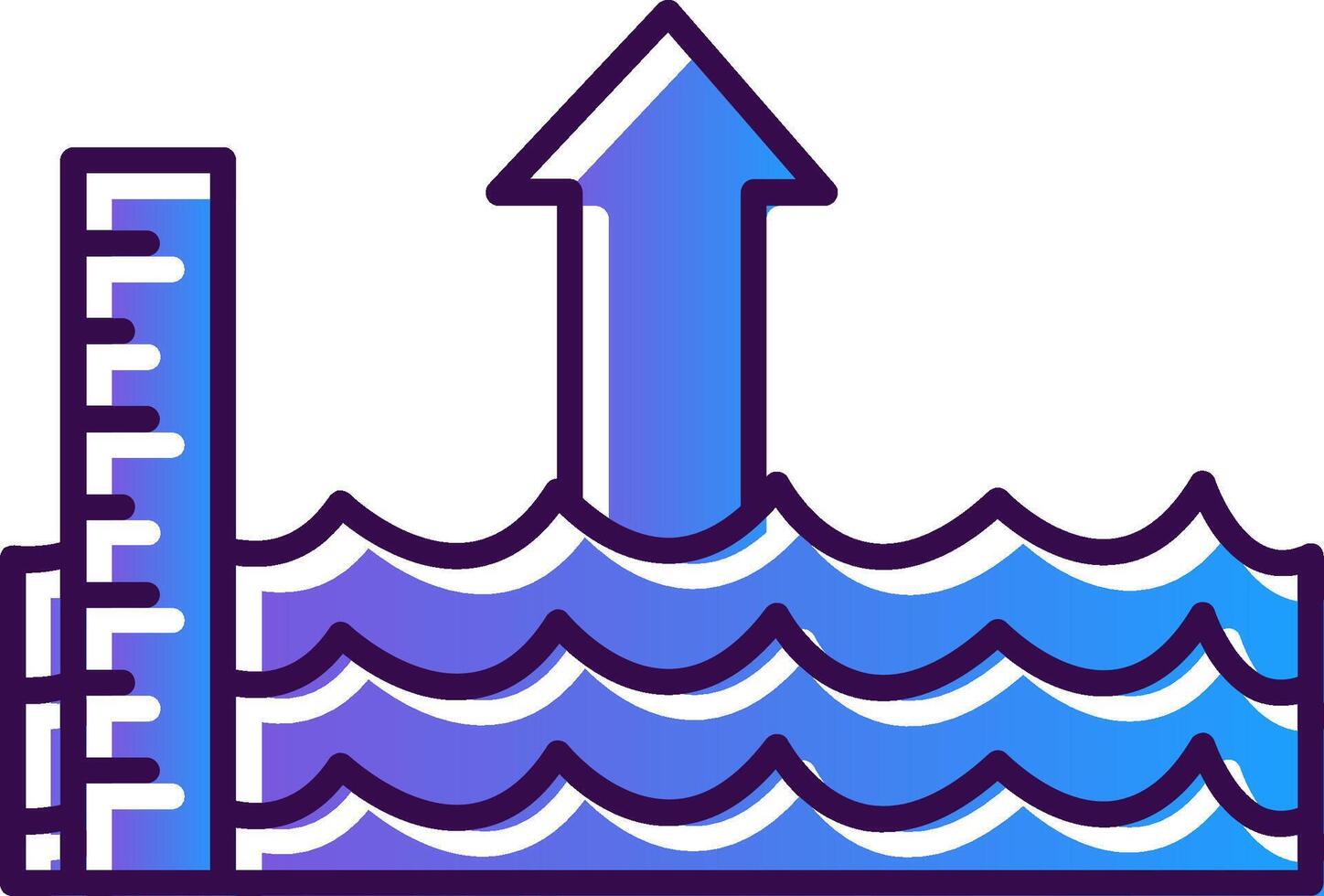 Sea Level Rise Gradient Filled Icon vector