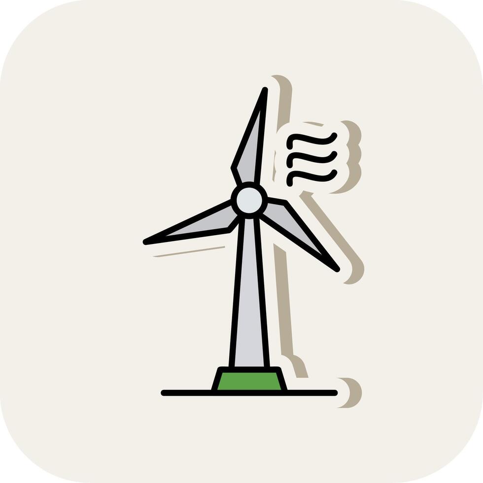 Wind Turbine Line Filled White Shadow Icon vector