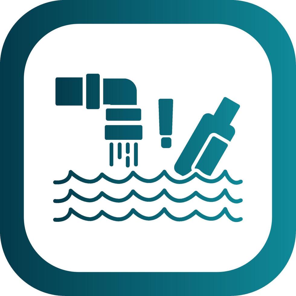 Water Pollution Glyph Gradient Round Corner Icon vector