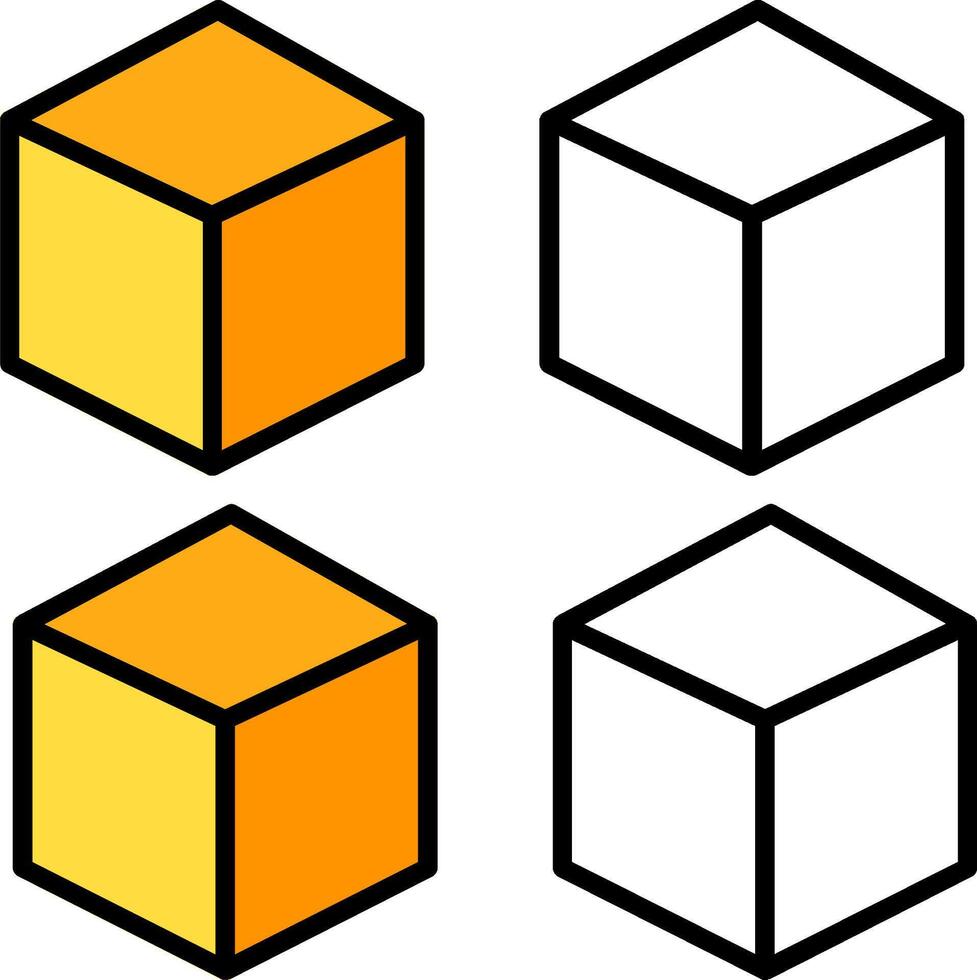 Cube Filled Half Cut Icon vector