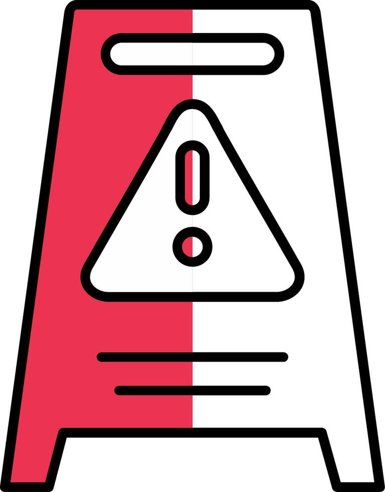 Hazard Sign Filled Half Cut Icon vector