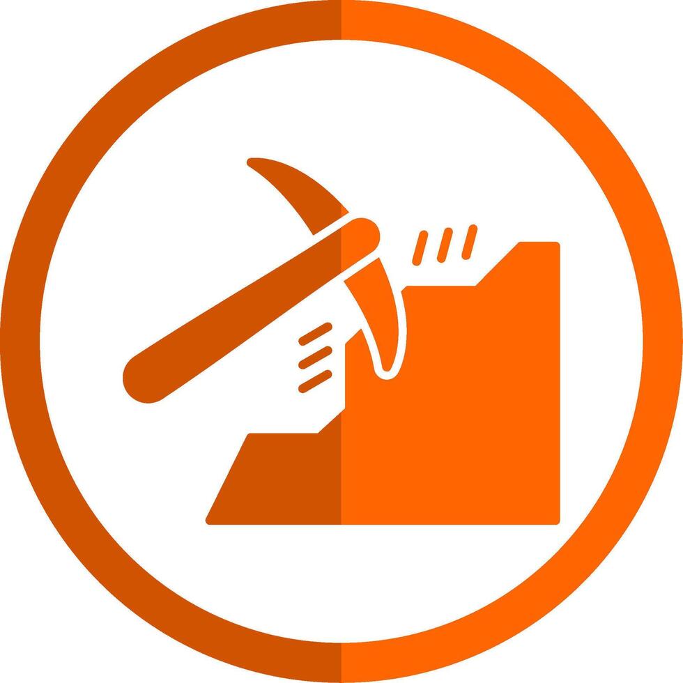 Mining Glyph Orange Circle Icon vector