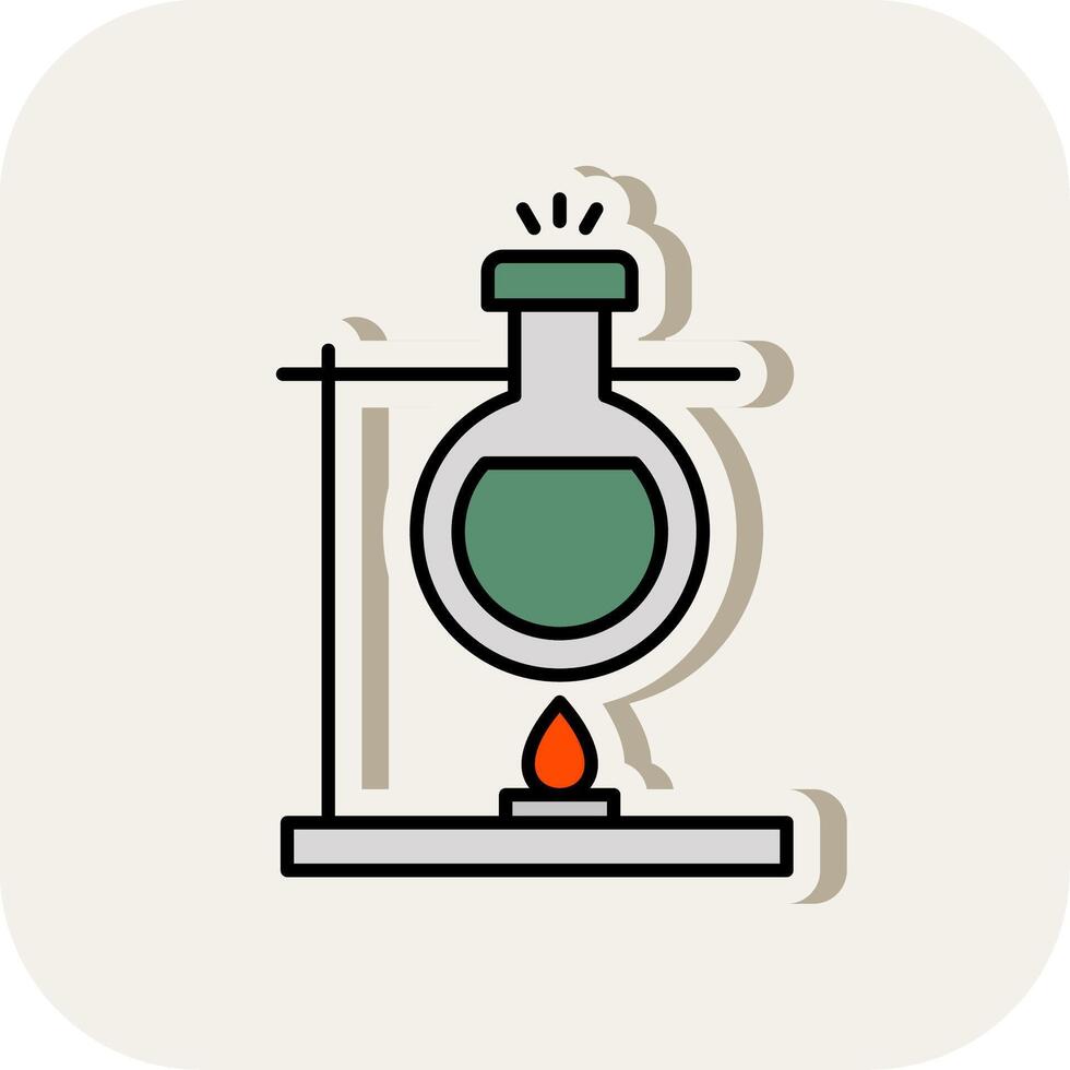 Bunsen Burner Line Filled White Shadow Icon vector