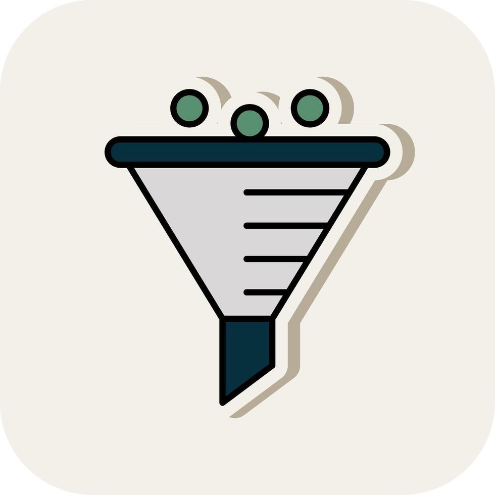 Funnel Line Filled White Shadow Icon vector