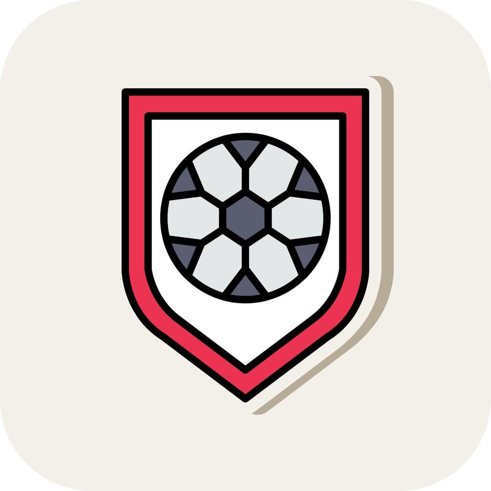 Football Badge Line Filled White Shadow Icon vector