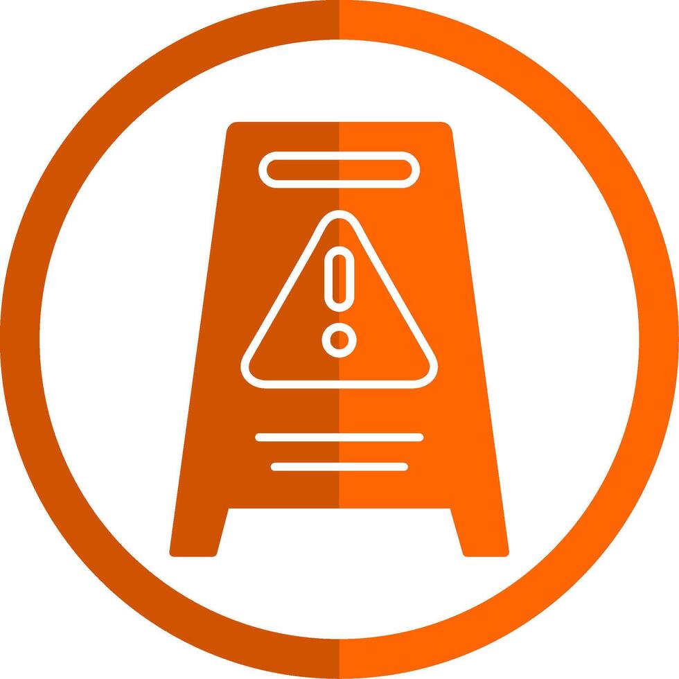 Hazard Sign Glyph Orange Circle Icon vector