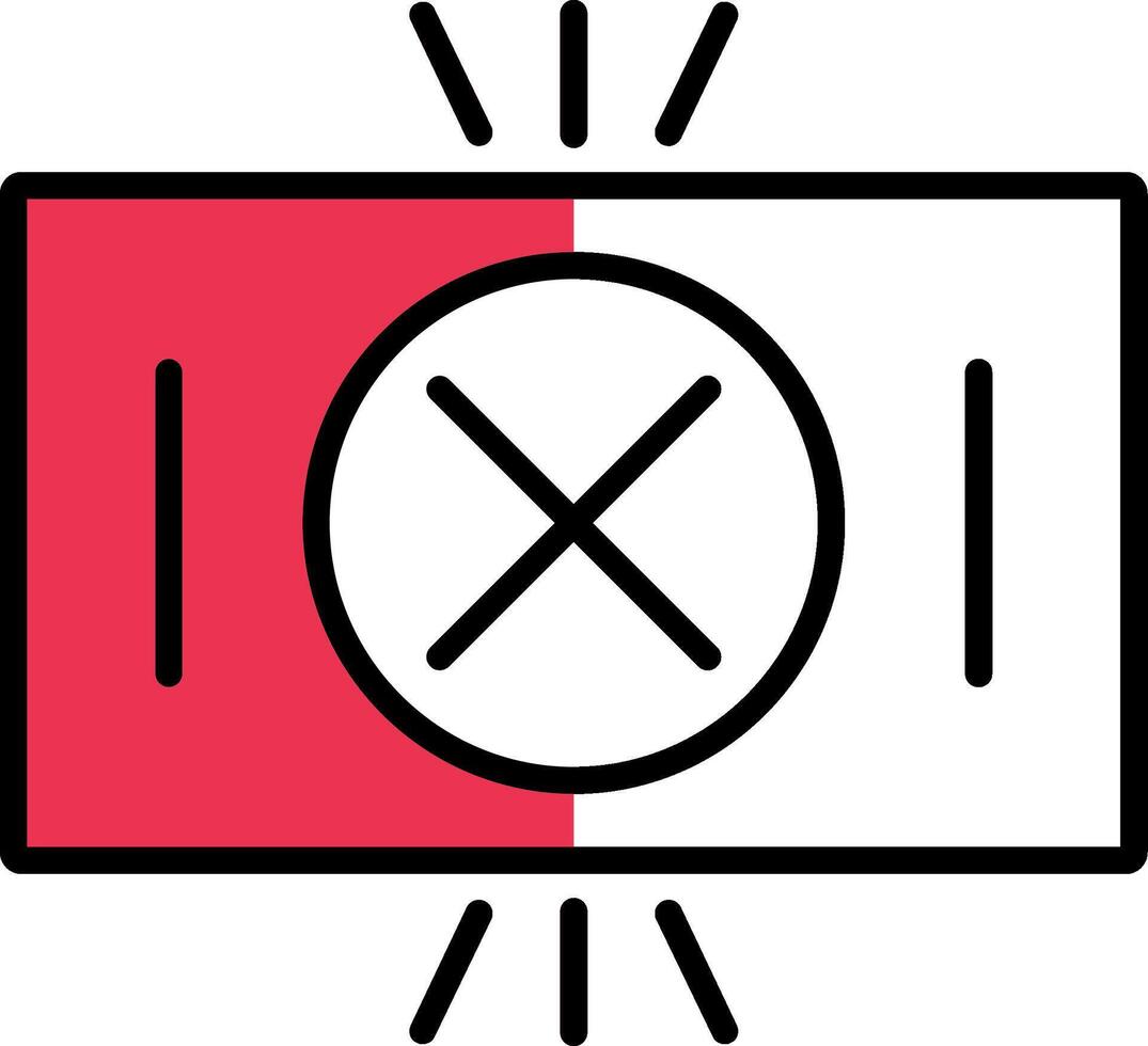 Red Card Filled Half Cut Icon vector