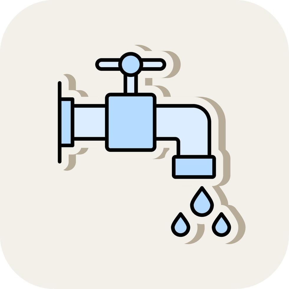 Water Tap Line Filled White Shadow Icon vector