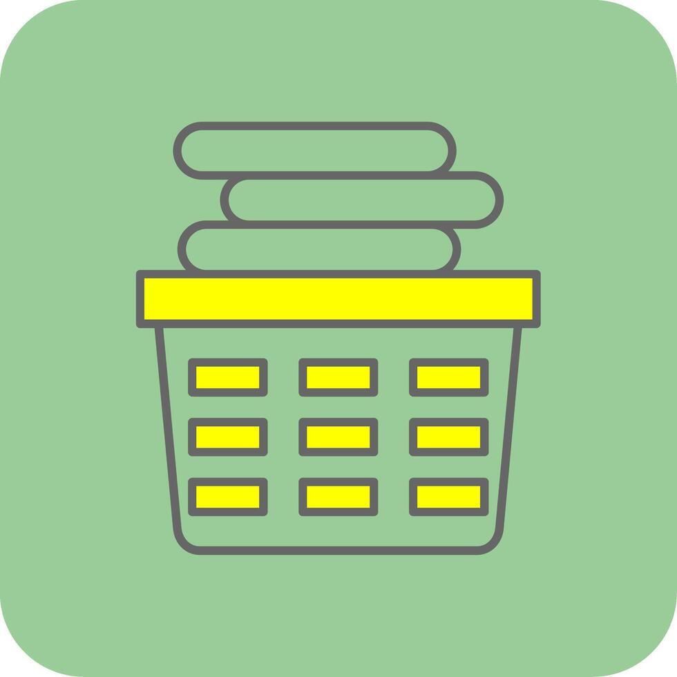 Laundry Basket Filled Yellow Icon vector