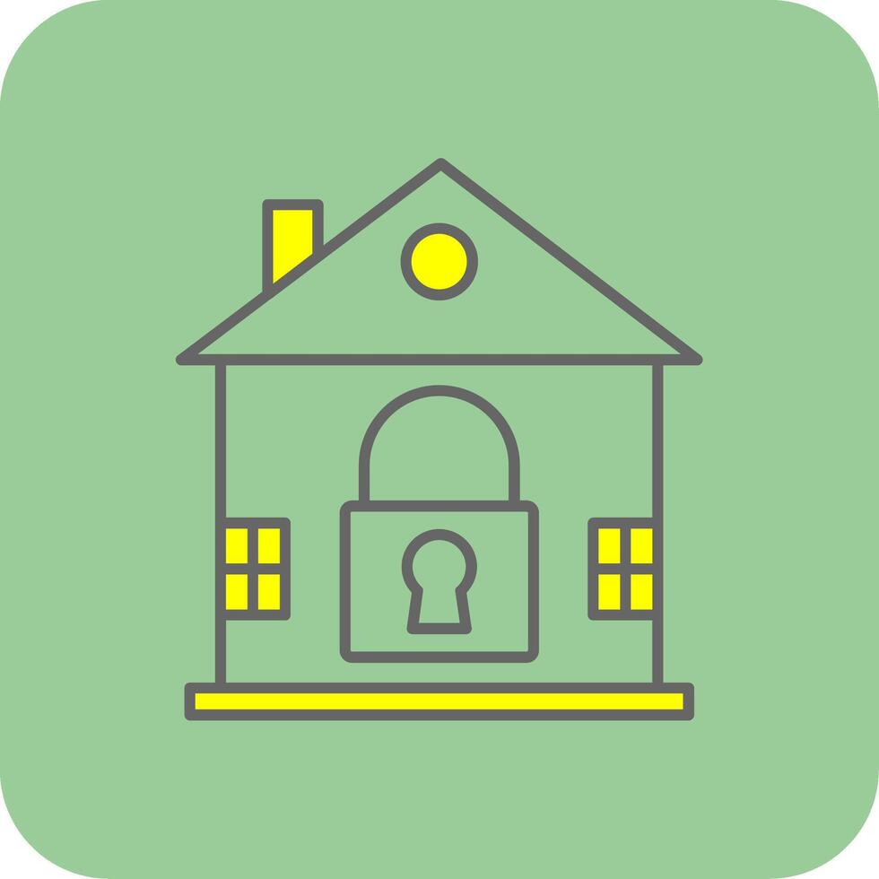 House Lock Filled Yellow Icon vector