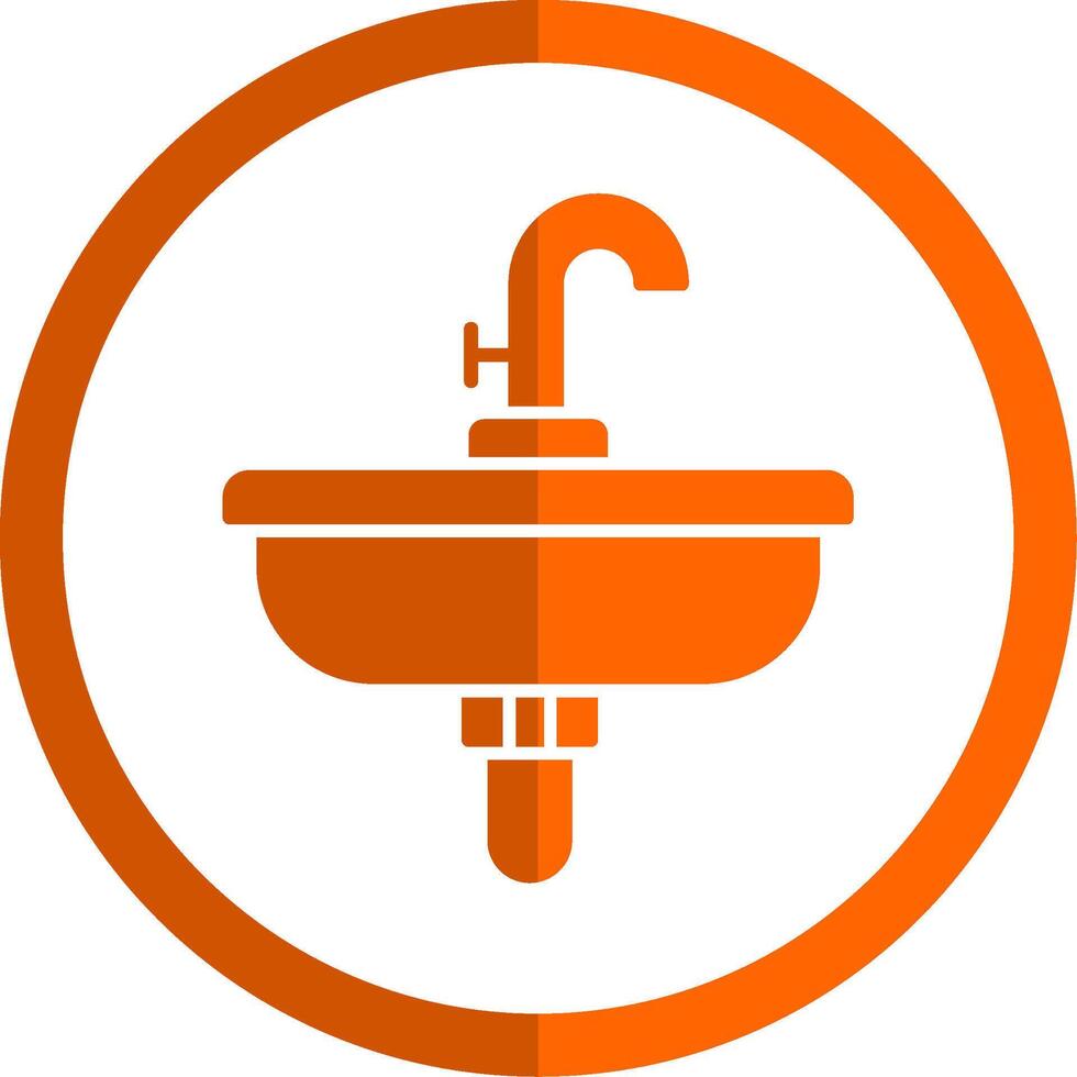 lavabo glifo naranja circulo icono vector