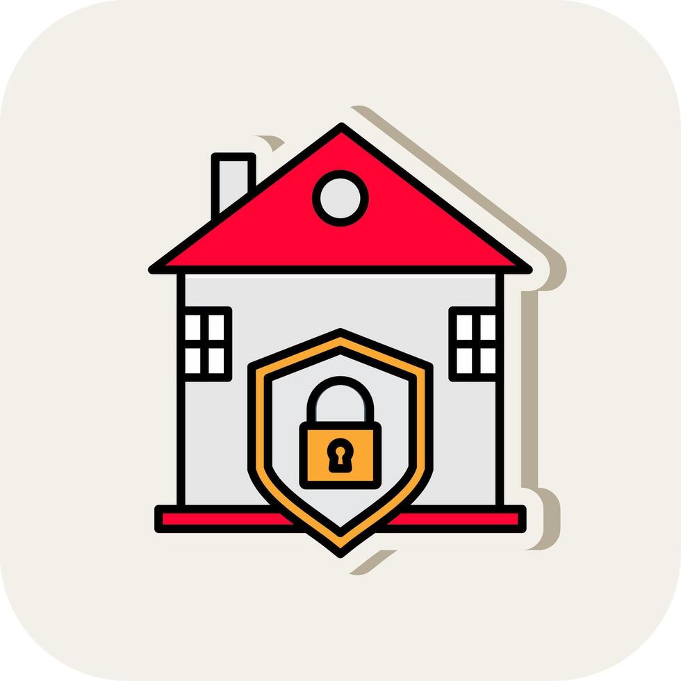 House Protection Line Filled White Shadow Icon vector