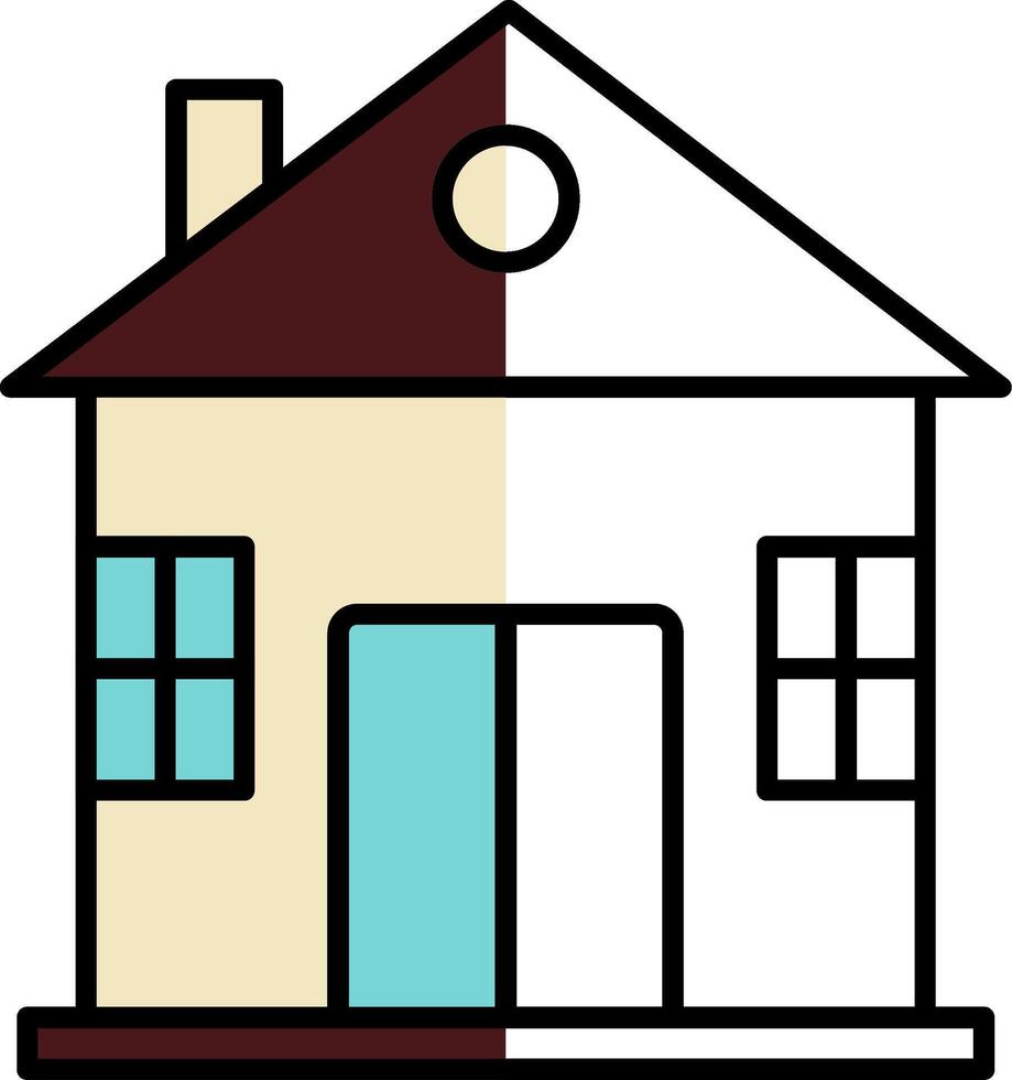 House Filled Half Cut Icon vector
