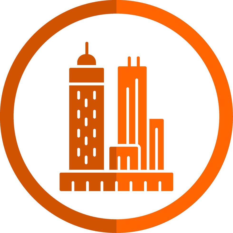 Skyscrapers Glyph Orange Circle Icon vector