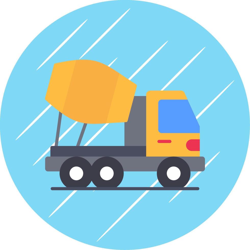 Concrete Mixer Truck Flat Blue Circle Icon vector