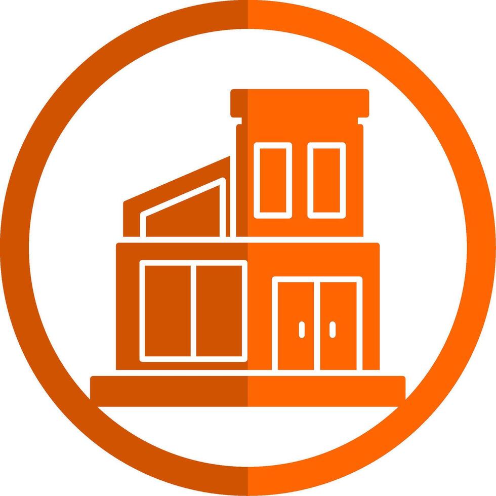 Modern House Glyph Orange Circle Icon vector