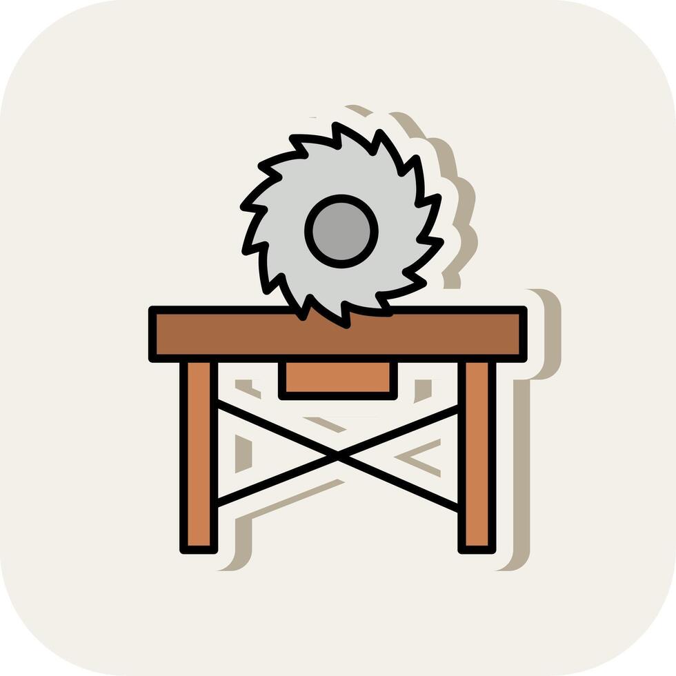 Circular Saw Line Filled White Shadow Icon vector