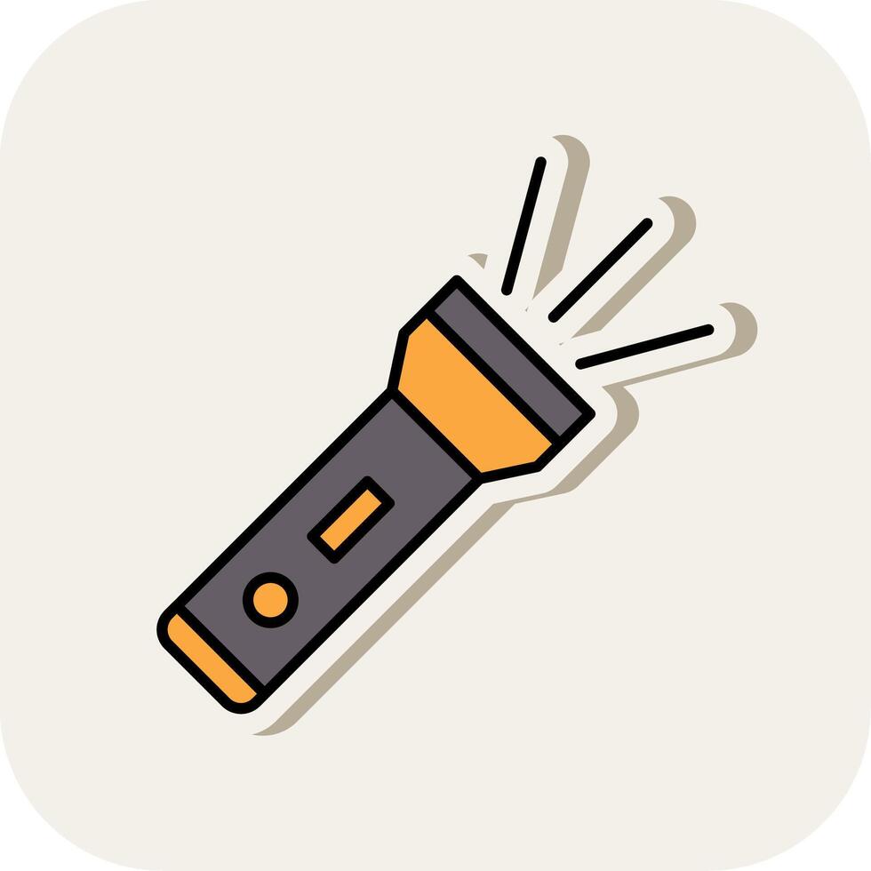 Flashlight Line Filled White Shadow Icon vector